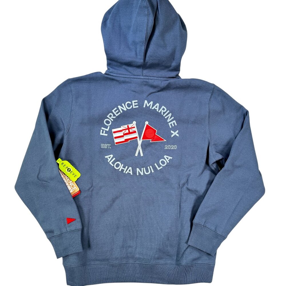 Florence Marine X Nui Loa Hoodie Slate Blue Organic Cotton Mens Surf Outdoors